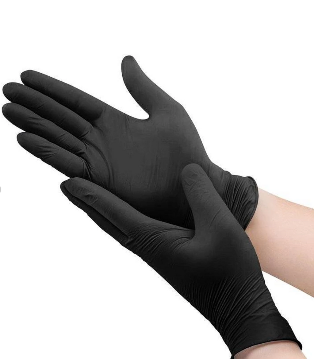 Gants d'examen en nitrile noir - Non poudrés - Non stériles - Boite de 100 pièces